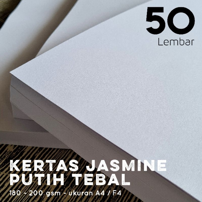 

[50 LEMBAR] Kertas Fancy Jasmine Glitter warna Putih Tebal 180-200 gsm ukuran A4/F4 | per pack isi 50 lembar