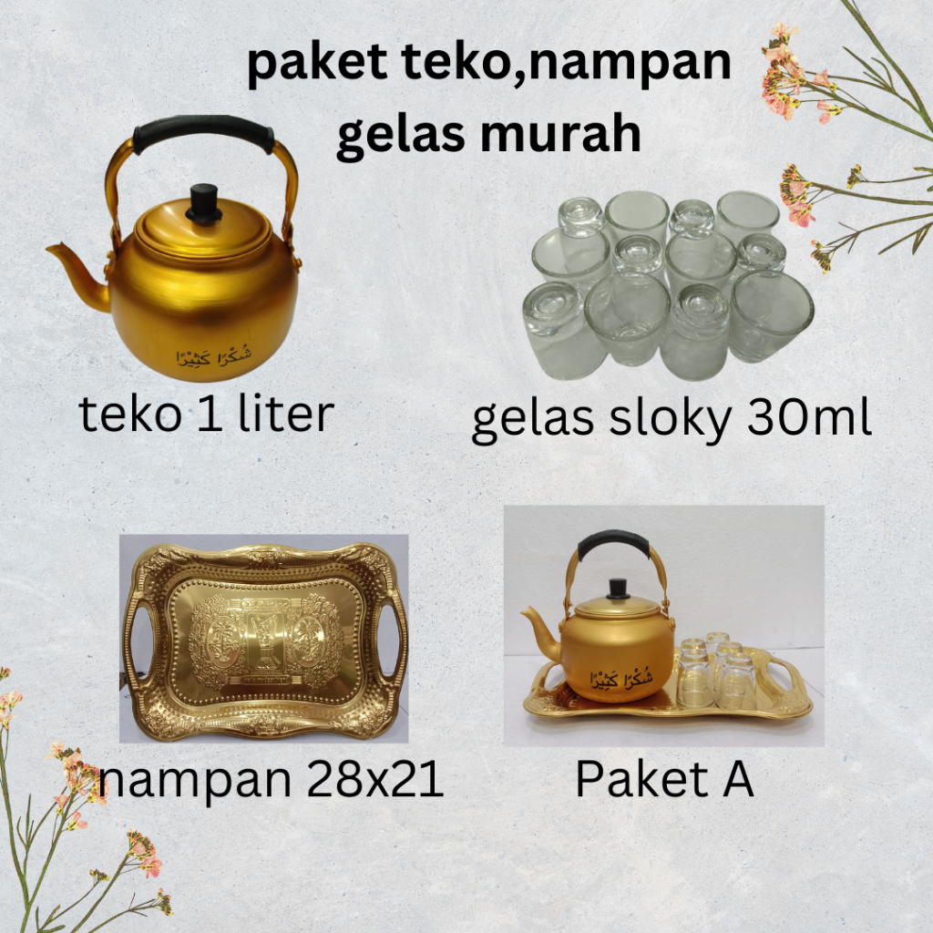 

PAKET teko air zam-zam/Satu set teko emas khas timur tengah
