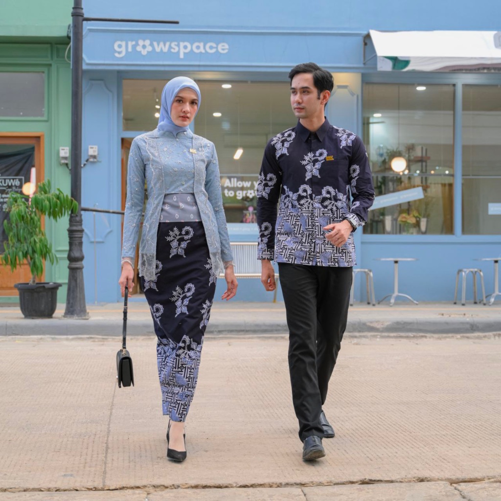 NK BATIK COUPLE KEBAYA MODERN CANOVA KUTU BARU JUMBO BIRU MUDA