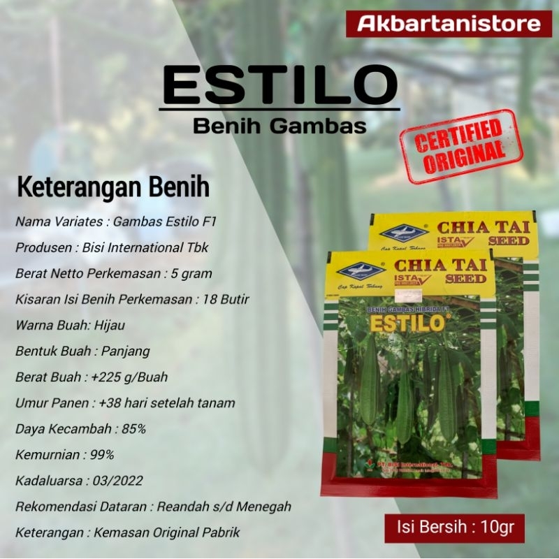 Jual Benih Bibit Oyong Gambas Estilo - 10gr