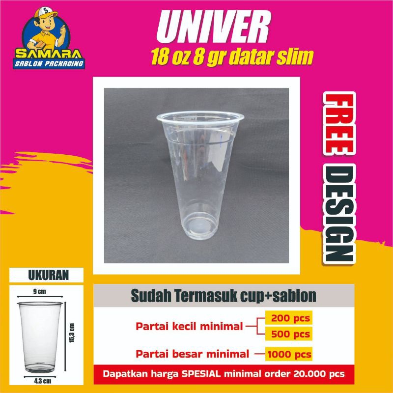 Cup Sablon 18 oz Slim Merk Hok/Univer
