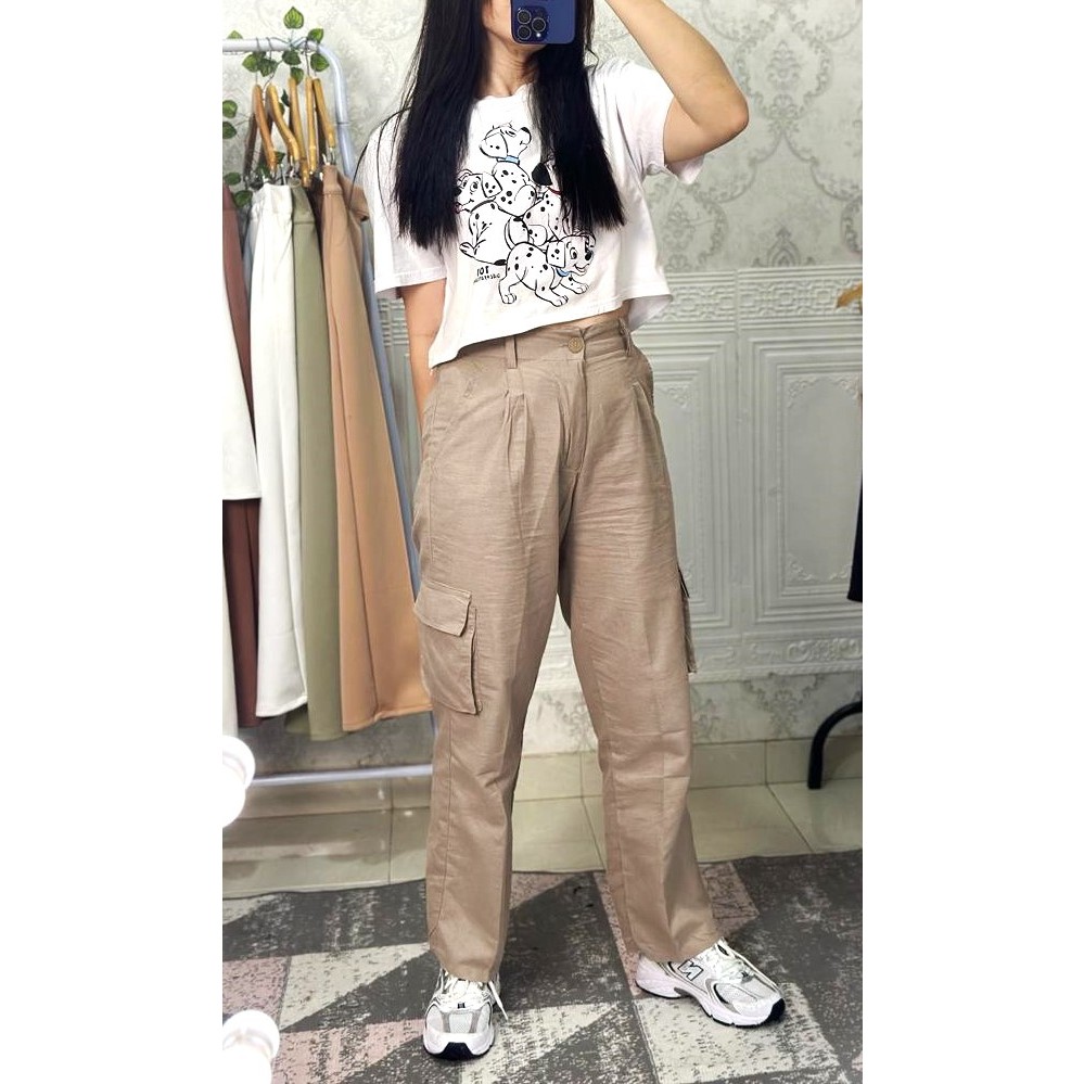 PANTS LINEN CARGO 6857 / CARGO PANTS BAHAN LINEN