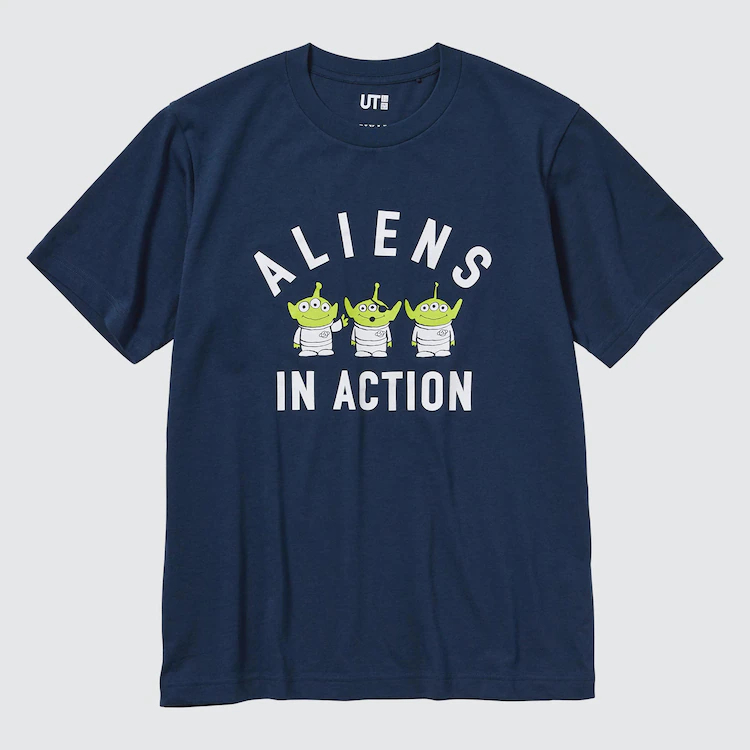 T-Shirt Disney Pixar Alien In Action Navy T-Shirt | T-Shirt Unisex AA082