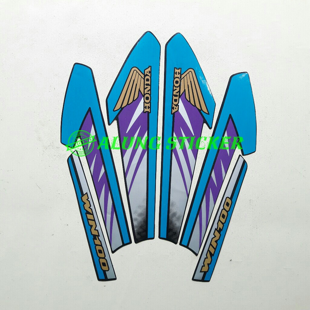 STIKER STRIPING LIS LES BODY MOTOR HONDA WIN 100 TAHUN 1996 BIRU 1SET STANDAR