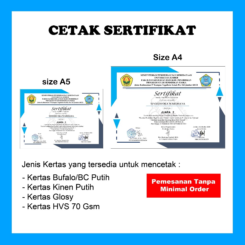 

Cetak Kertas Setifikat Bufallo / Linen