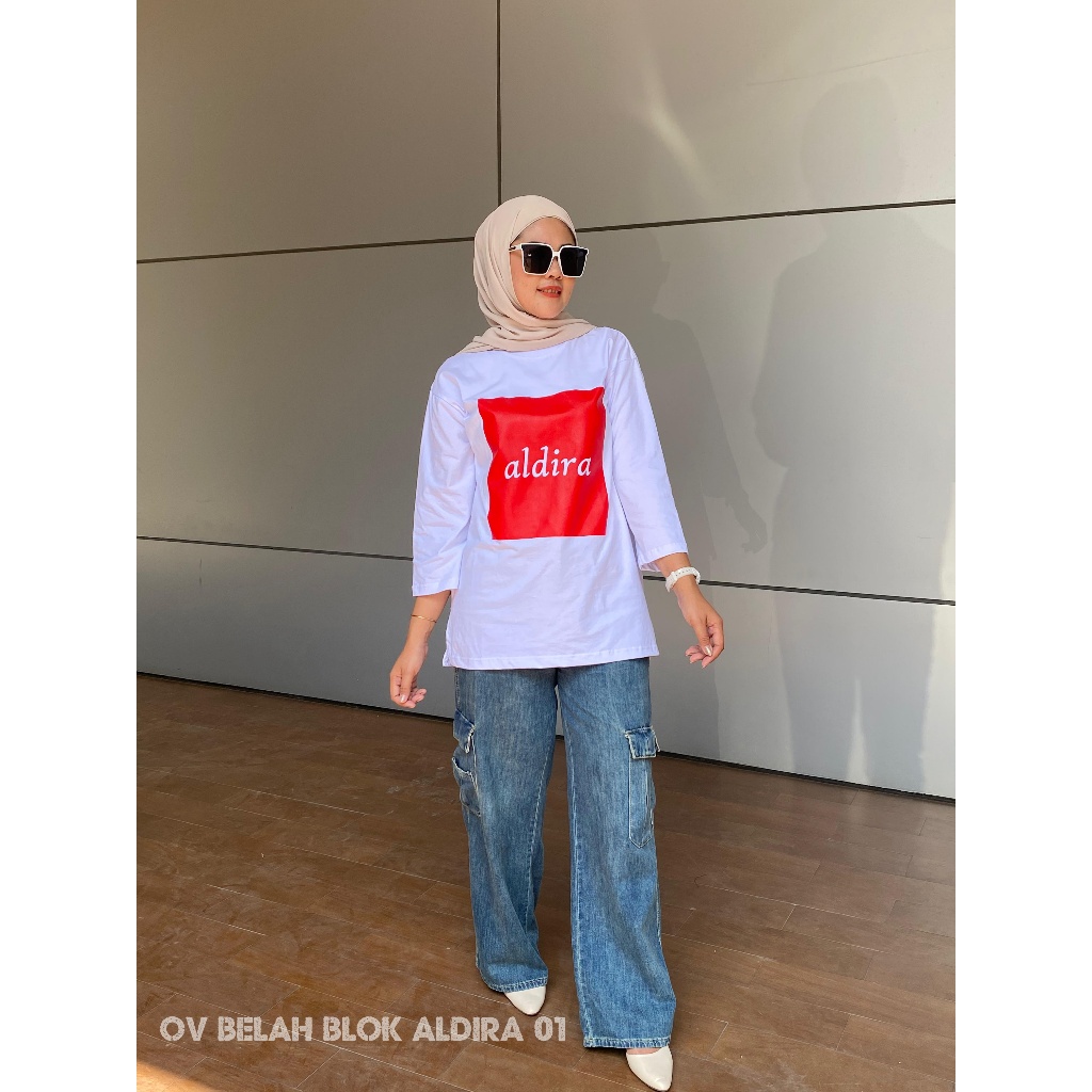 Aldira Kaos Wanita 7/8 Oversize Atasan Terbaru Jumbo / Kaos Wanita / Baju Oversize