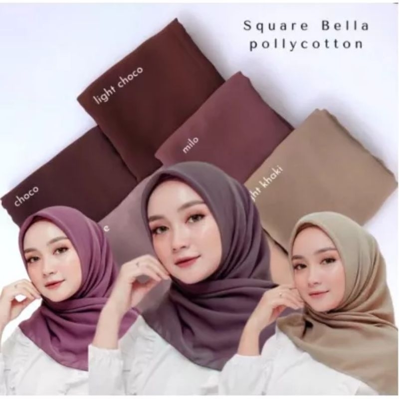 Kerudung Segiempat Polos BELLA SQUARE Hijab Pollycotton Hijab Grosir Bella Murah