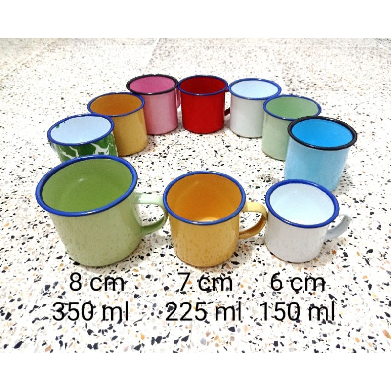 cangkir seng enamel jadul 6cm 7cm 8cm polos blirik / cangkir jadul / souvenir