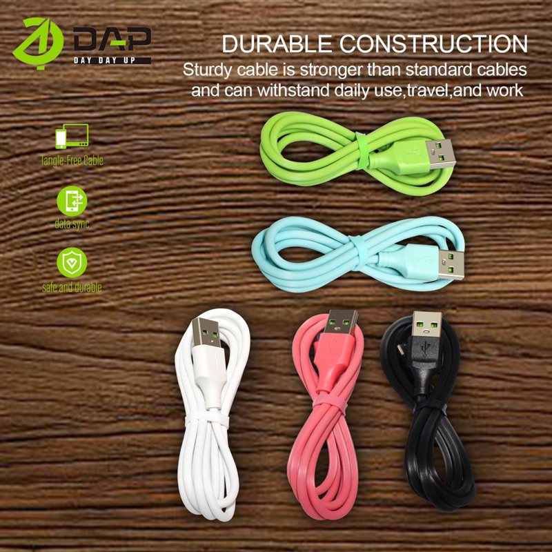 DAP Kabel Data D-B01M Micro/D-B01T Type-C/D-B01L Lightning ( Perpcs/Eceran ) 2.1A 1M Fast Charging