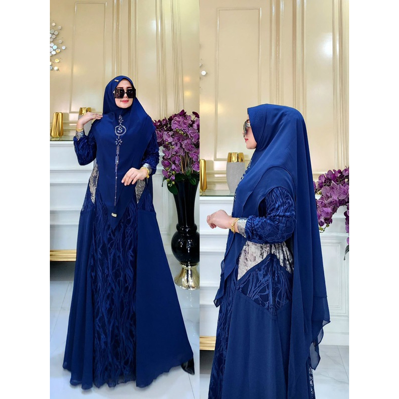 Set syari brukat//gamis burkat premium by syafeera