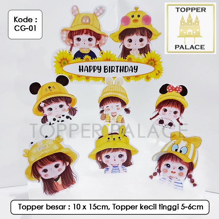 

CG-01 cute girls cake topper l cupcake topper