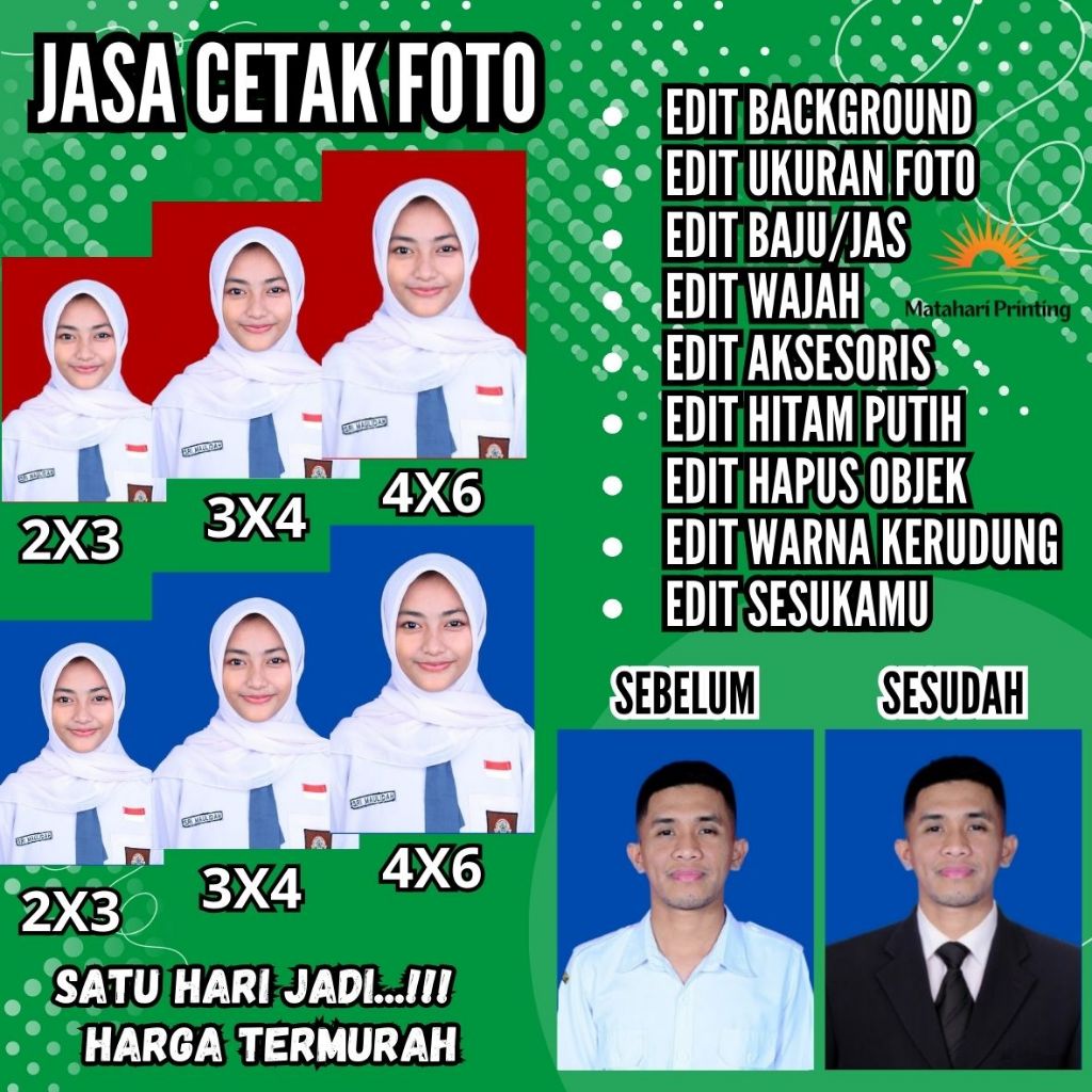 Paket Jasa Cetak Foto 2X3 3x4 4x6 | Jasa Cetak Pas Foto | Jasa Cetak Foto Karawang | Paket Pas Foto 