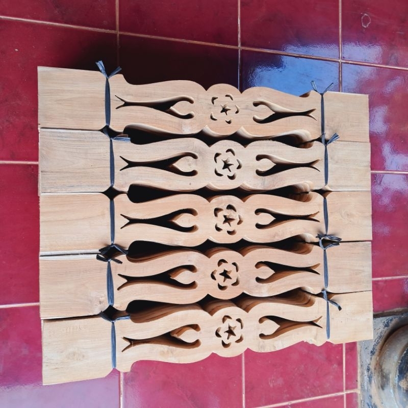 papan pagar teras rumah motif betawi kayu jati 70cm