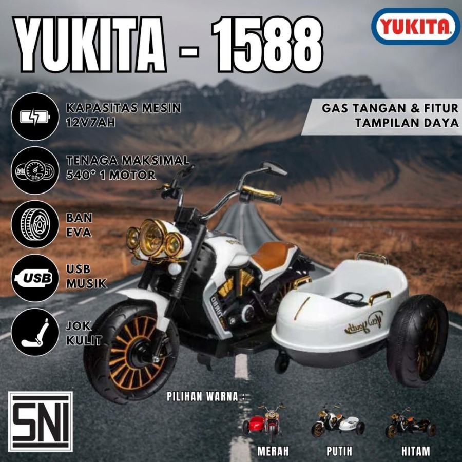 Mainan Motor Aki Anak Yukita 1588 Motor Gandeng Harley