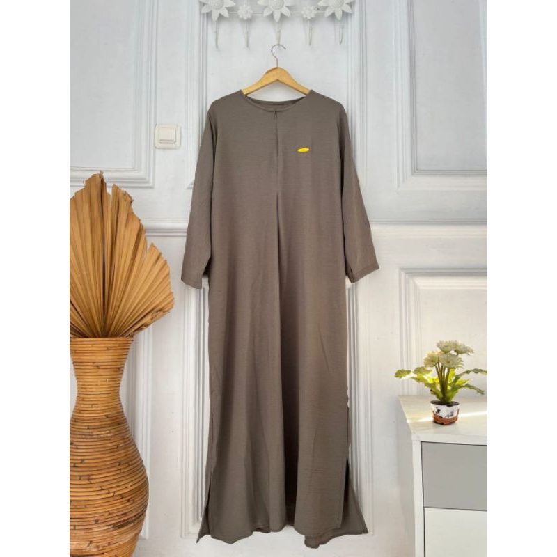 [BEST SELLER] Daily Polos Long Busui | Gamis Simple Abaya-ash grey