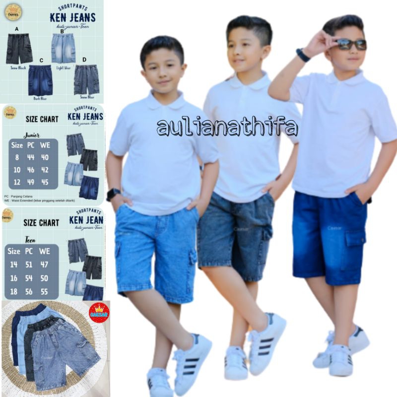 Celana Pendek Jeans Cargo Anak Tanggung/Remaja Laki-laki sz 8-20 Ken &Keenan Jeans Caesar