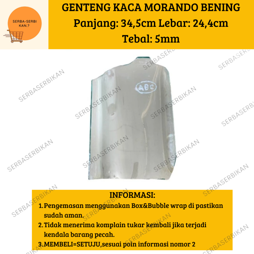 GENTENG KACA TRANSPARAN MORANDO 5 mm