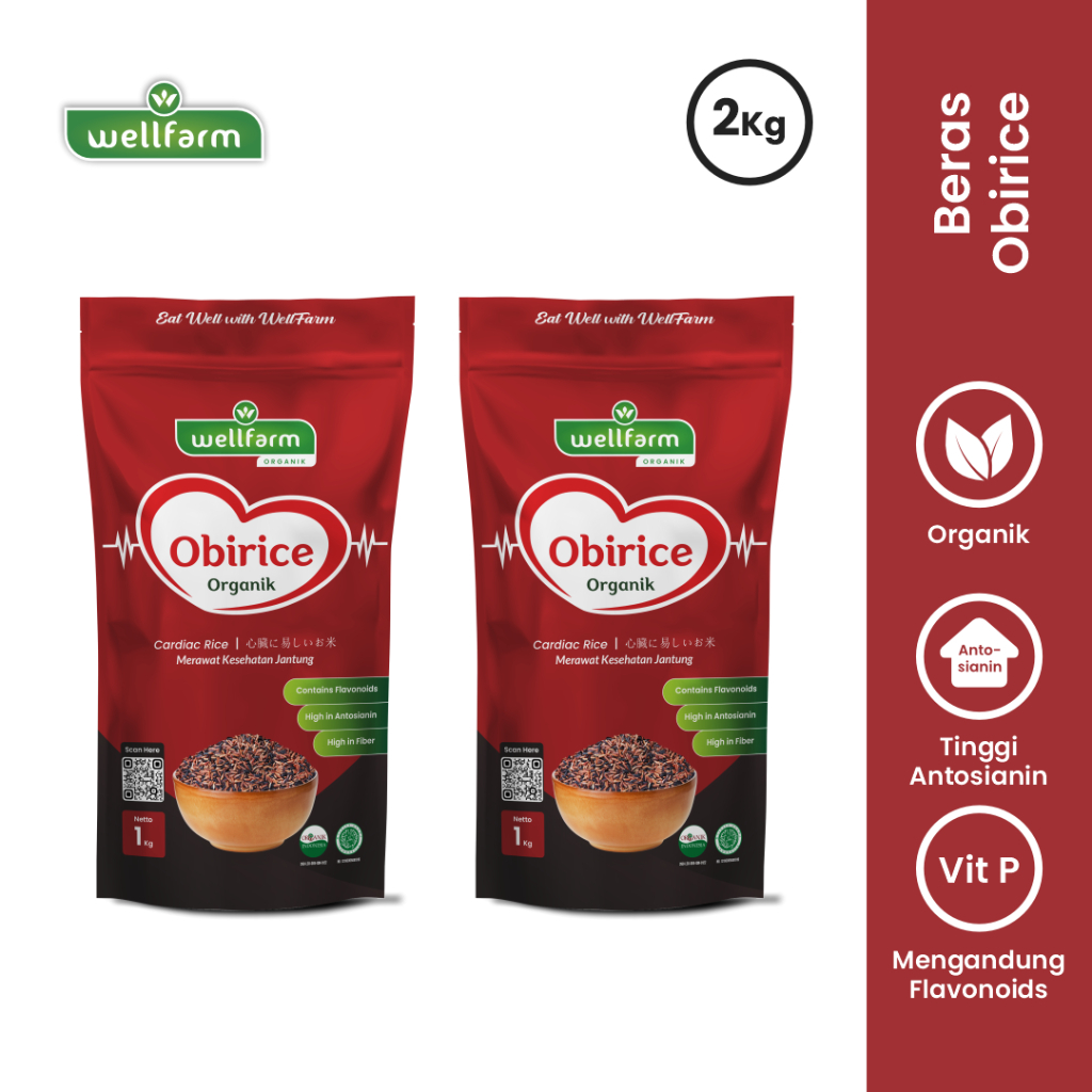

Beras Organik Untuk Kesehatan Jantung dan Diabetesi 2Kg / WellFarm Beras Obirice 2Pcs