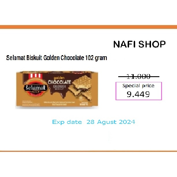 

Selamat Biskuit Golden Coklat 102 gr