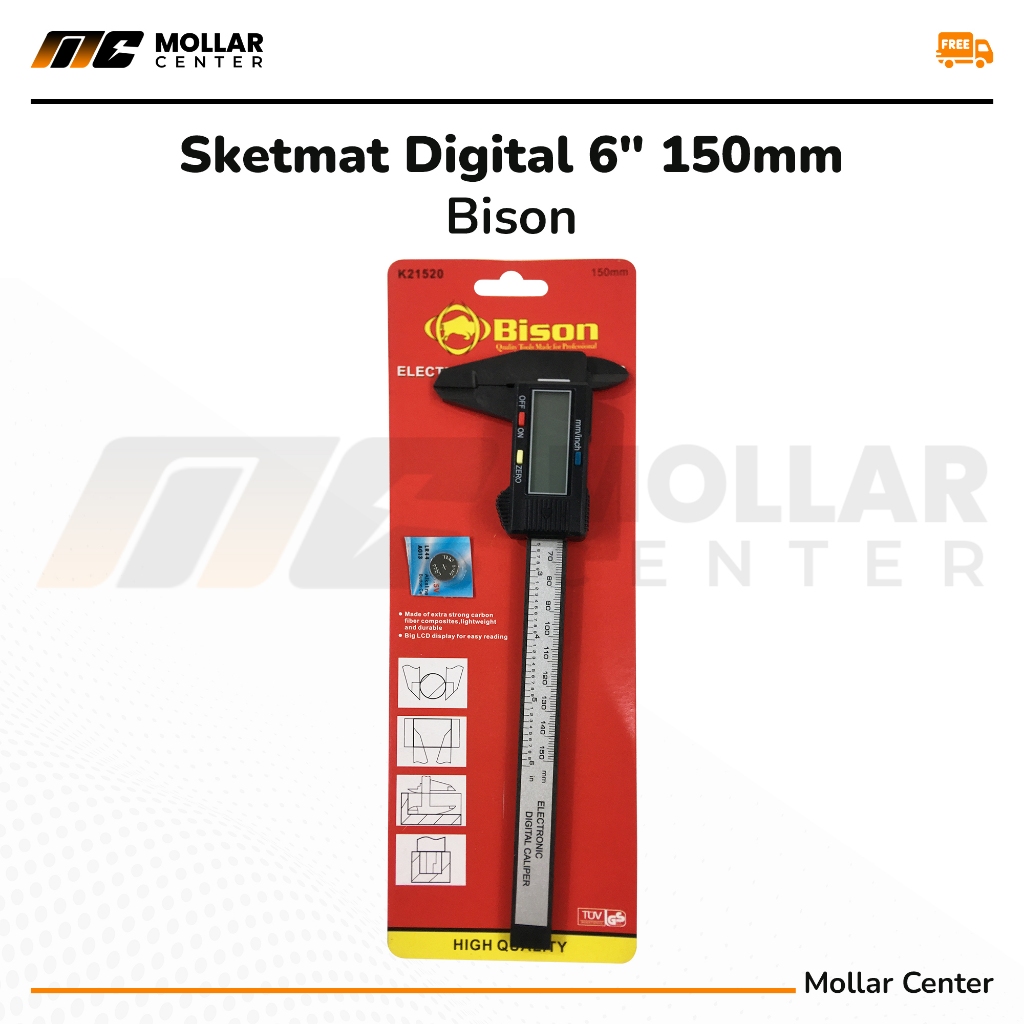 

BISON K21520 Sigmat Digital LCD 150 mm Vernier Caliper Jangka Sorong