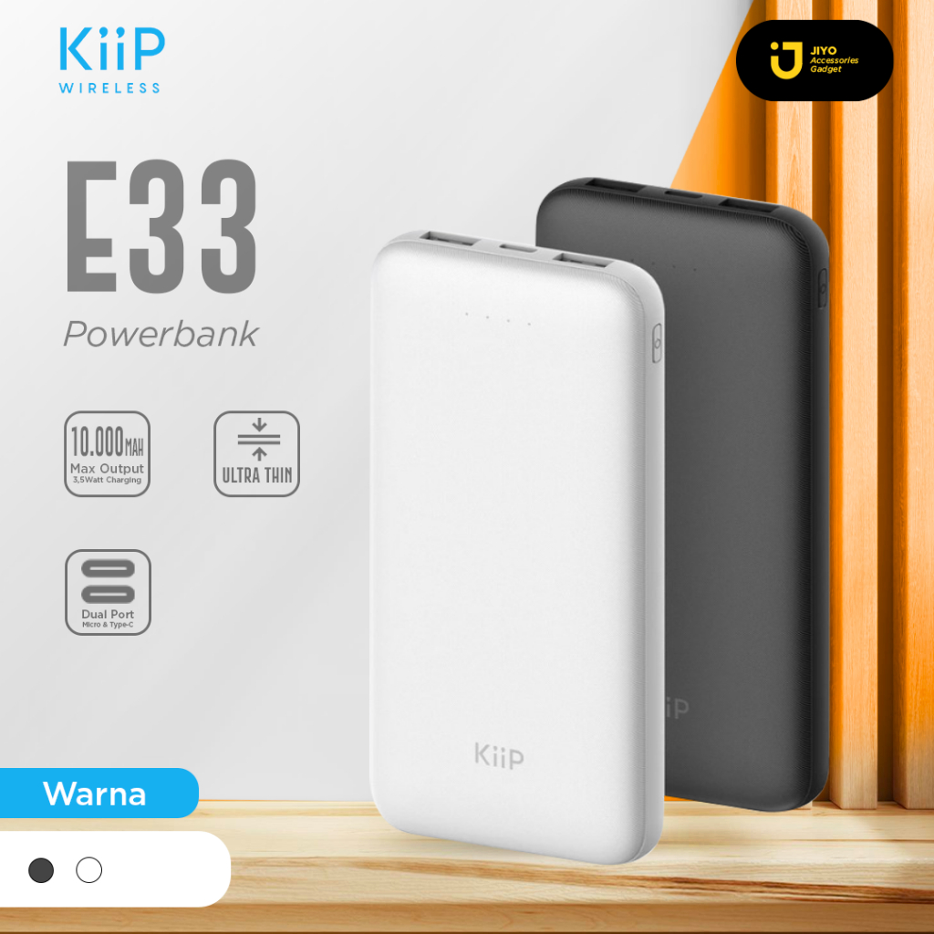 Kiip - Powerbank - E33 Slim Type-C Micro USB 10.000 mAh