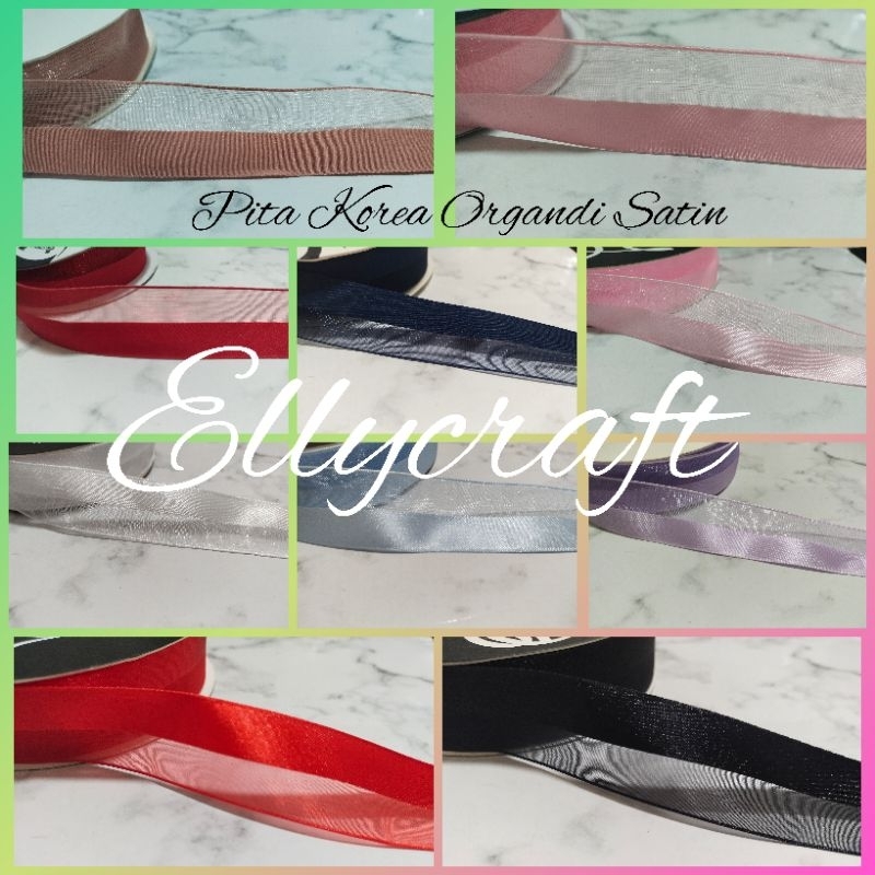 

1yard (90cm) Pita korea Organdi Satin 2,5cm/Pita kado/Pita hampers