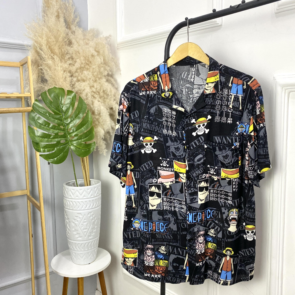 Kemeja Motif Pantai Vintage Distro Kekinian Keren Baju Lengan Pendek Pria