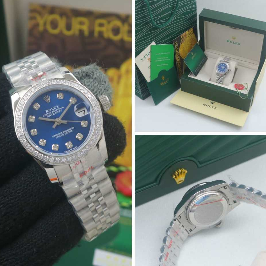 Jam Tangan Wanita Rolex Datejust Automatic Komplit Box Original Paper Bag dan Kartu Garansi