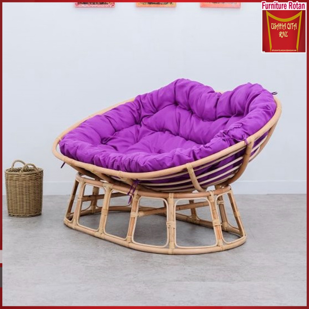 Kursi rotan santai mamasan jumbo / kursi tidur sofa rotan santai selonjoran / kursi outdoor terbaru