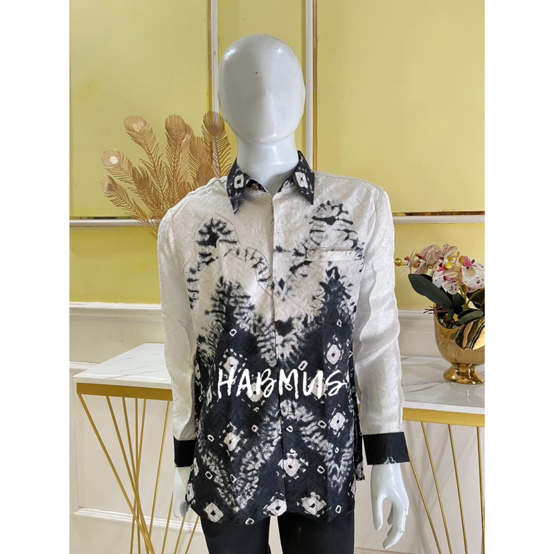 kemeja pria jumputan palembang asli bahan viscose tenun