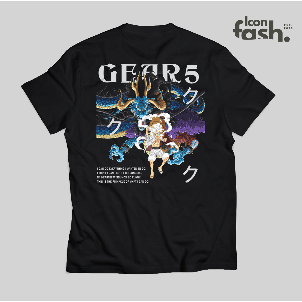 Kaos Anime One Piece Luffy Gear 5 VS Kaido Baju Dewasa Pria Wanita Bahan Katun Combed 24s 02G5