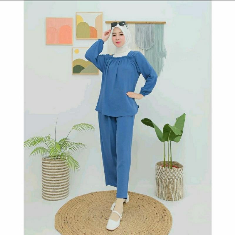 Setelan Fuji Crinkle Jumbo LD 120 / One Set Crinkle Jumbo LD 120 Setelan Wanita Lengan