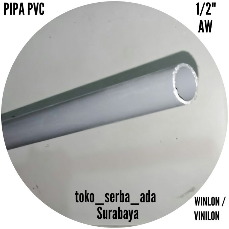 Pipa PVC 1/2" AW abu-abu winlon/vinilon potongan per 1 meter