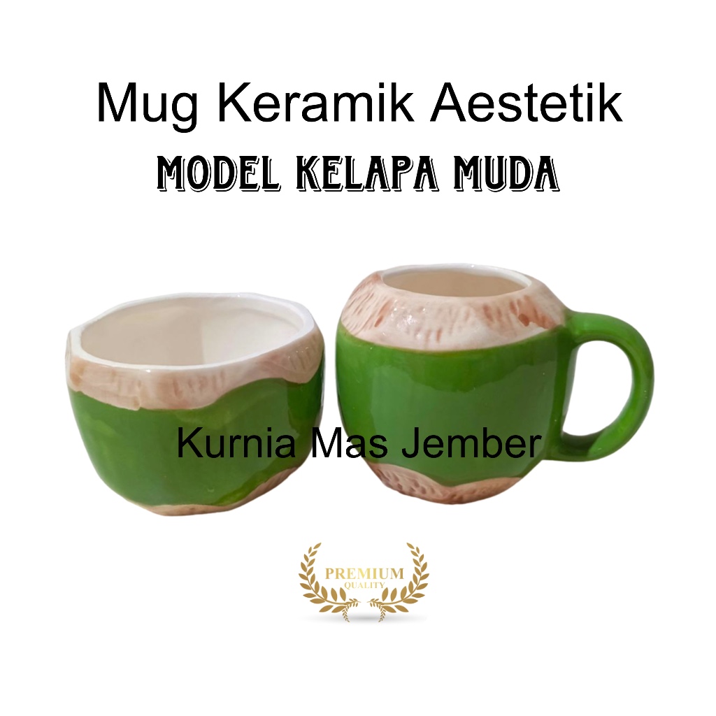 Mug Kelapa Unik Gelas Keramik Bentuk Kelapa Muda Murah