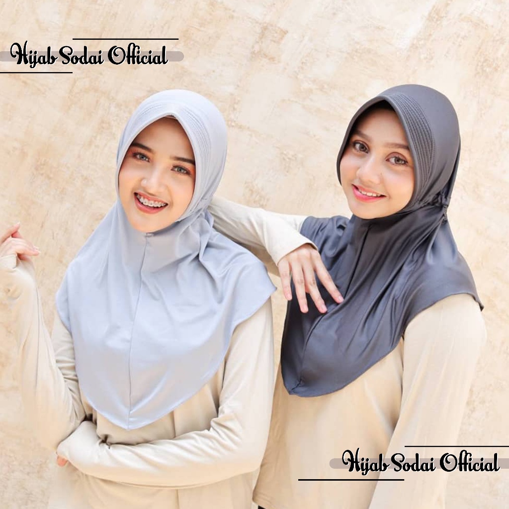 Hijab Bergo Instan Serut Jokowi Jersey Spandek Premium Ukuran S Sport