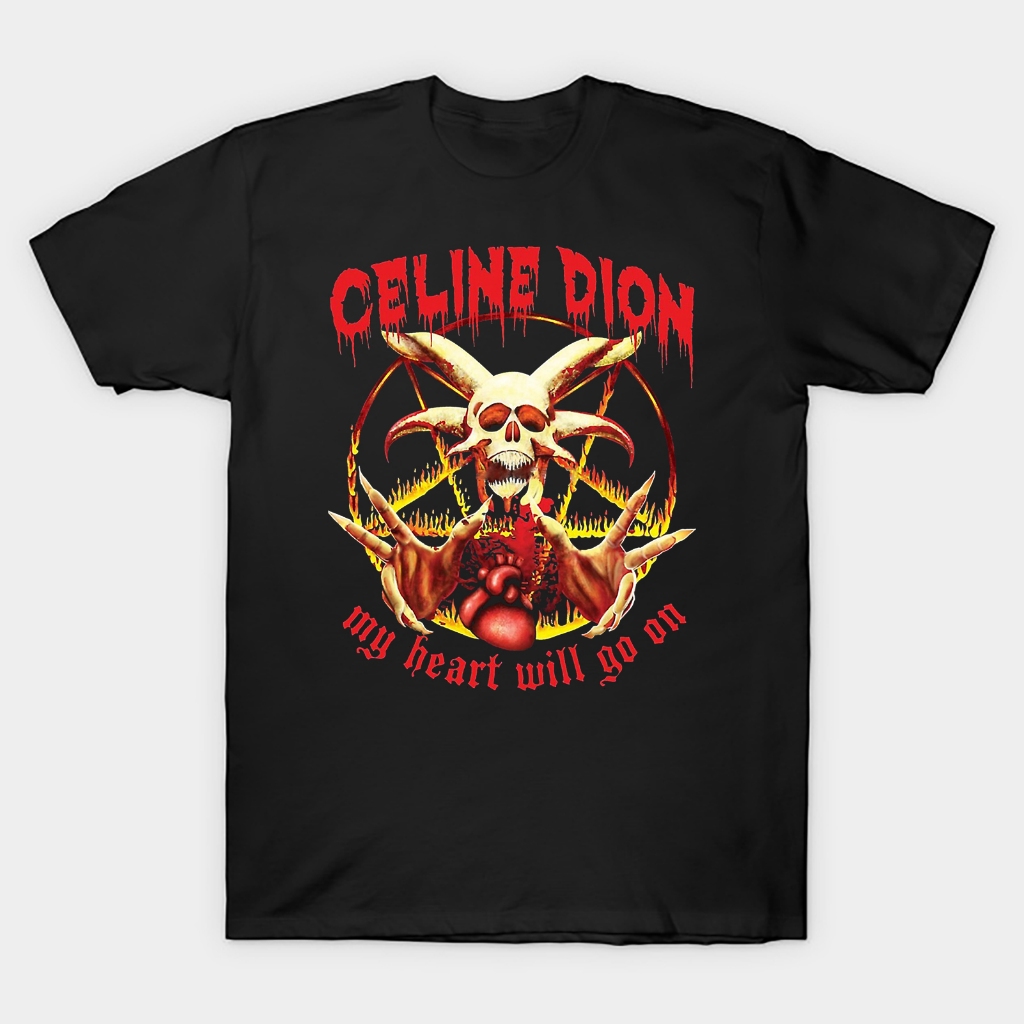 Kaos T shirt musik lucu parody celine dion black metal