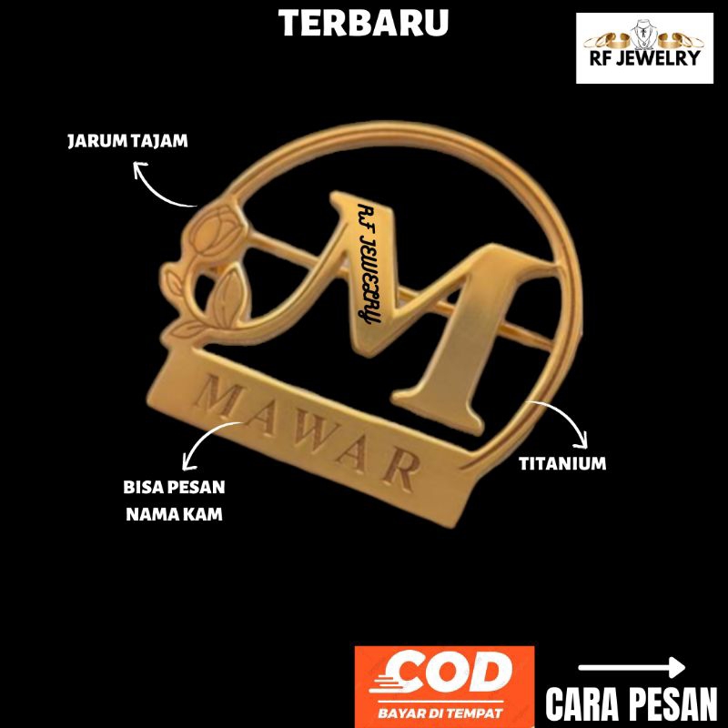 Bros Nama Custom Bros hijab Bros laser Bros titanium lapis emas