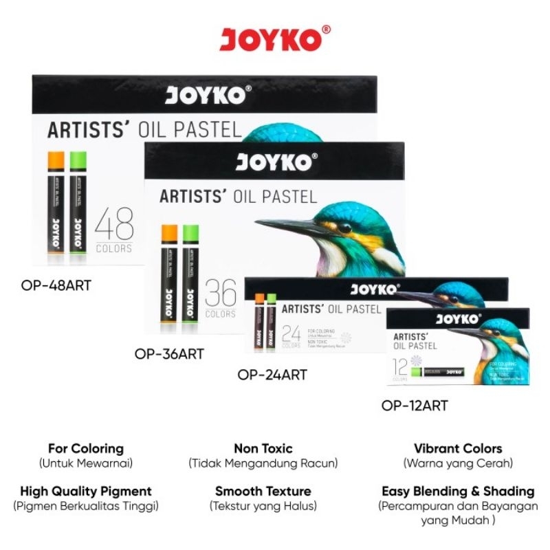 

JOYKO ARTIST OIL PASTELS OP-ART | CRAYON MINYAK NON TOXIC | OIL PASTEL JOYKO | CRAYON JOYKO