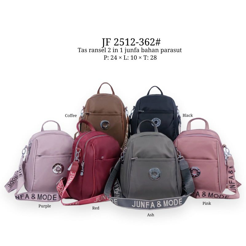 Tas wanita fashion import kuliah kerja casual 2in1 ransel selempang junfa & mode backpack
