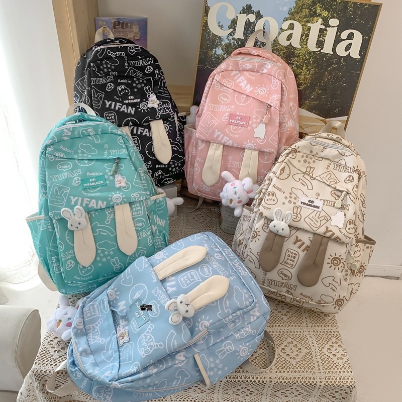 Tas Sekolah Anak Perempuan Tas Lucu Tas Ransel Boneka Kelinci Tebal Import