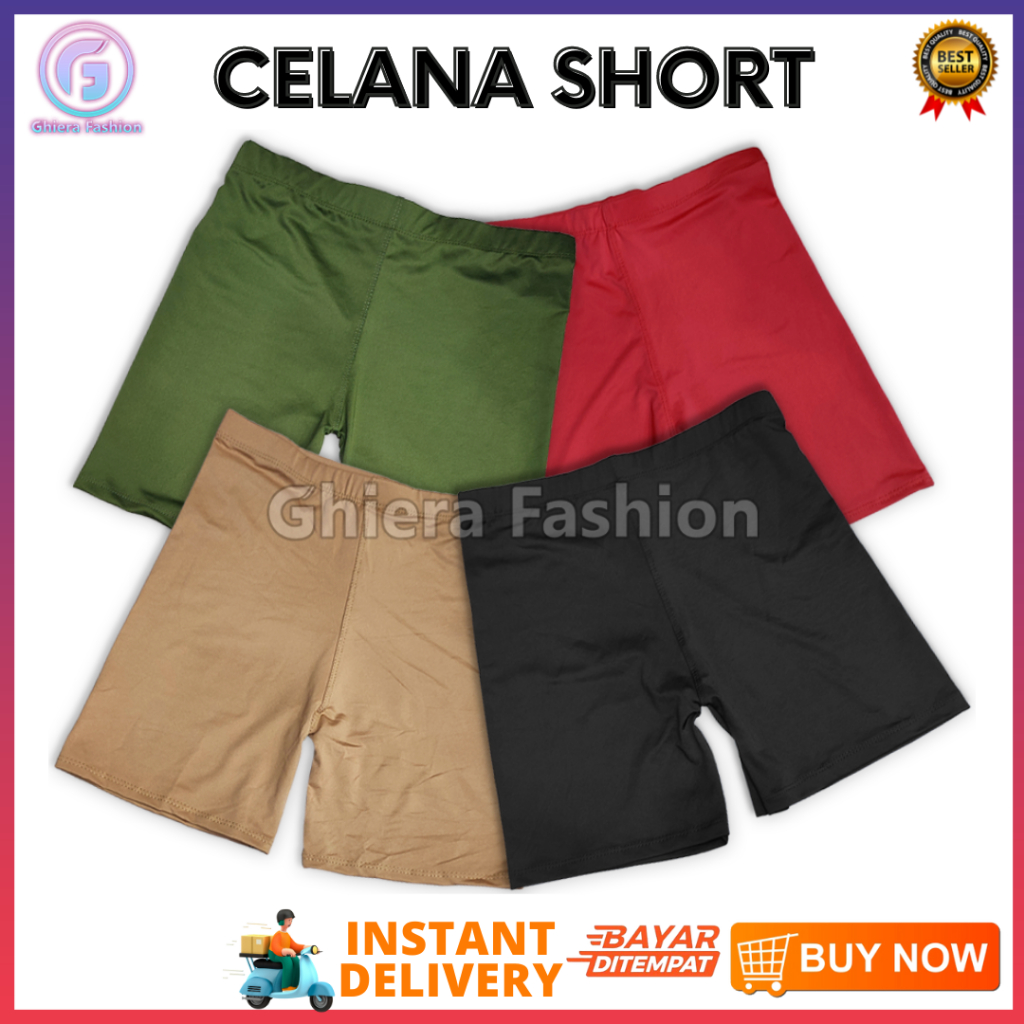 Short Pants Legging Wanita Polos Pendek Lejing Celana Dalaman Ketat Sport Stretch Perempuan Olahraga