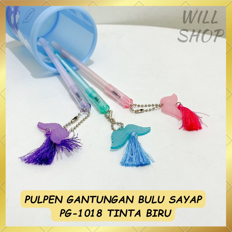 

BOLPEN PULPEN PENA GANTUNGAN RANTAI BULU SAYAP PG-1018 / TINTA PEN BIRU DI JAMIN NYATA / TERSEDIA 3 VARIAN WARNA TOSCA PINK UNGU / PEN GEL ALAT TULIS SEKOLAH MURAH BISA COD