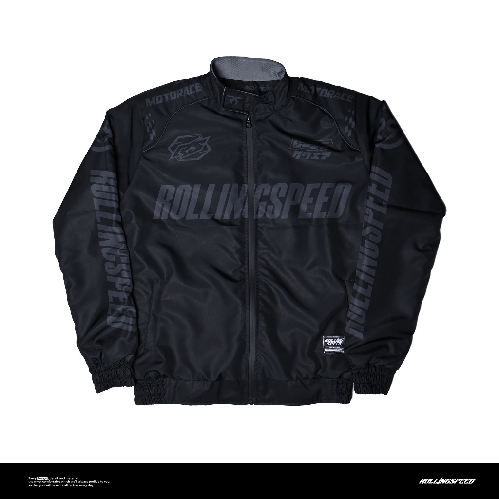 Rollingspeed Jacket Nascar Black on Black - Jaket Anti Air
