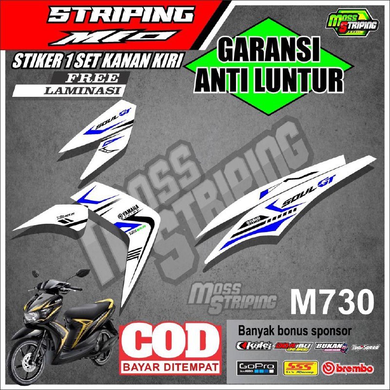 STIKER MOTOR STRIPING YAMAHA MIO SOUL GT KODE M730 STICKER MOTOR SETRIPING LIST VARIASI MIO SOUL GT 