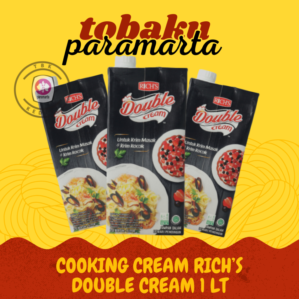 

COOKING CREAM KRIM UNTUK MASAK PASTA RICH'S DOUBLE CREAM 1 LITER / COOKING CREAM RICH'S / COOKING CREAM MURAH