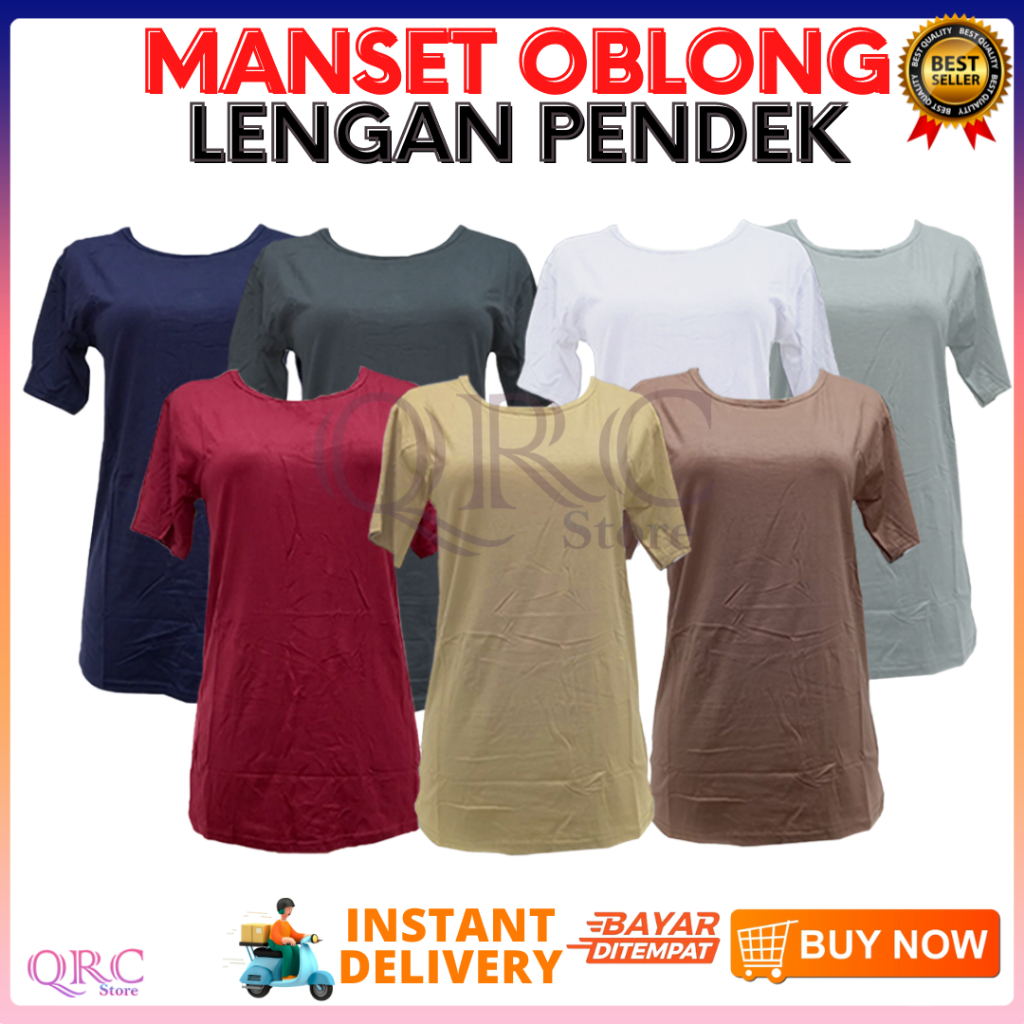 Baju Manset Lengan Pendek Wanita Oblong dan Bahan Rayon Super Leher Polos Dalaman Perempuan Hitam Pu
