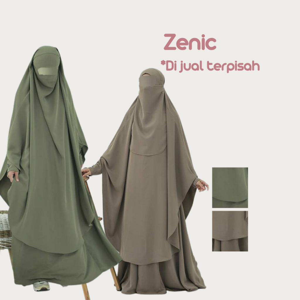 ABAYA DAN KHIMAR SYARI POLOS ZENIC BY GHUMA SYARI