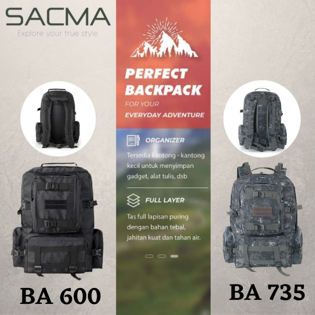 Tas Semi Carrier 35 Liter Tas Backpack Semi - Keril Pria Tas Naik Gunung Model Keren Bahan Tebal