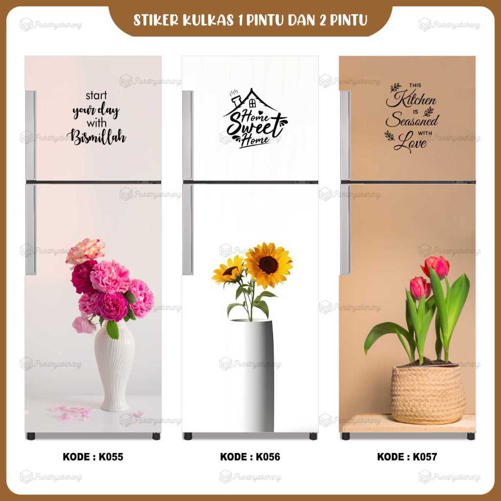 Stiker kulkas 1 pintu - Stiker Kulkas 2 Pintu - Stiker kulkas gambar Bunga
