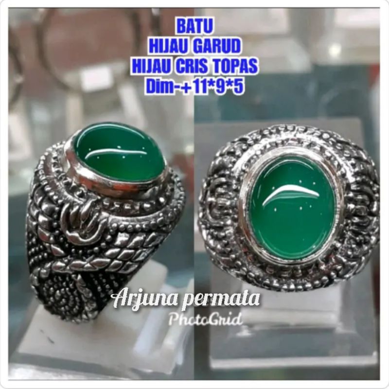 CINCIN BATU HIJAU GARUD KECIL RING ALPAKA
